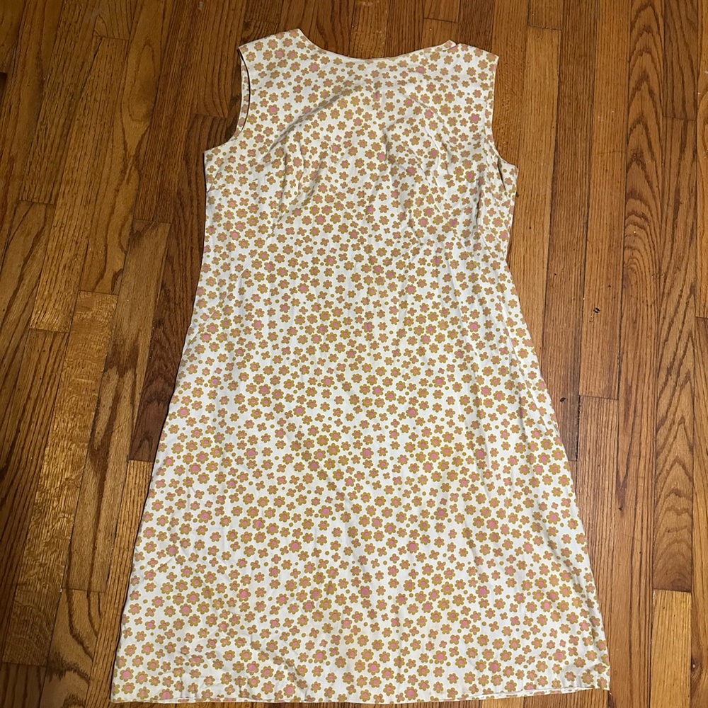 Floral Sleeveless Dress - Cream and Brown